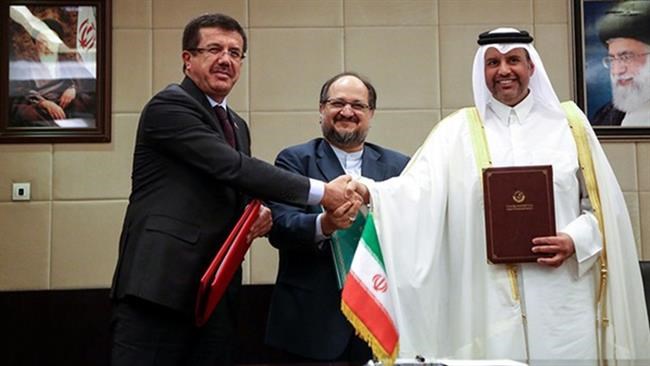 Iran, Turkey and Qatar have signed a trilateral agreement aimed at boosting trade with Doha amid a Saudi-led blockade on the Persian Gulf sheikhdom.