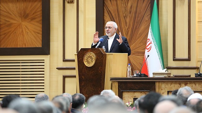 Iran’s Foreign Minister Mohammad Javad Zarif says the United States is addicted to sanctions, but the Iranians can pass through the current "critical" stage with national unity.