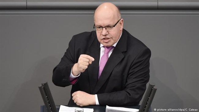 Germany’s Economy Minister Peter Altmaier says the United States is in no position to tell Berlin with which countries it can do business, vowing support for companies doing business with Iran.